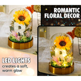 Initial Sunflower Gifts For Women, Sunflowers Artificial Flowers In Glass Dome 4.72 * 7.87, Gifts For Xmas, Valentine Day, Mothers Day, Anniversary - Initial S