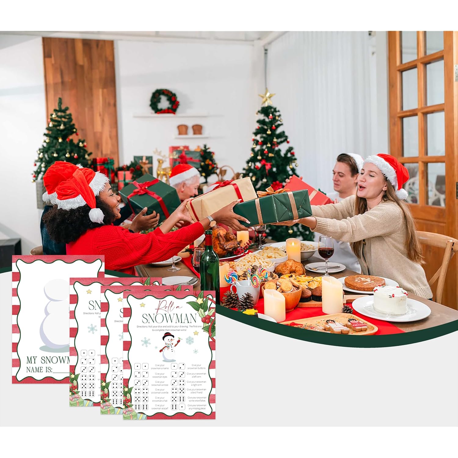 Roll A Snowman Game, Christmas Party Games And Decorations, Christmas Games For Adults And Large Groups-25 Players, Holiday Classroom Game, Winter Holiday Xmas Activities Family Party Game, 01