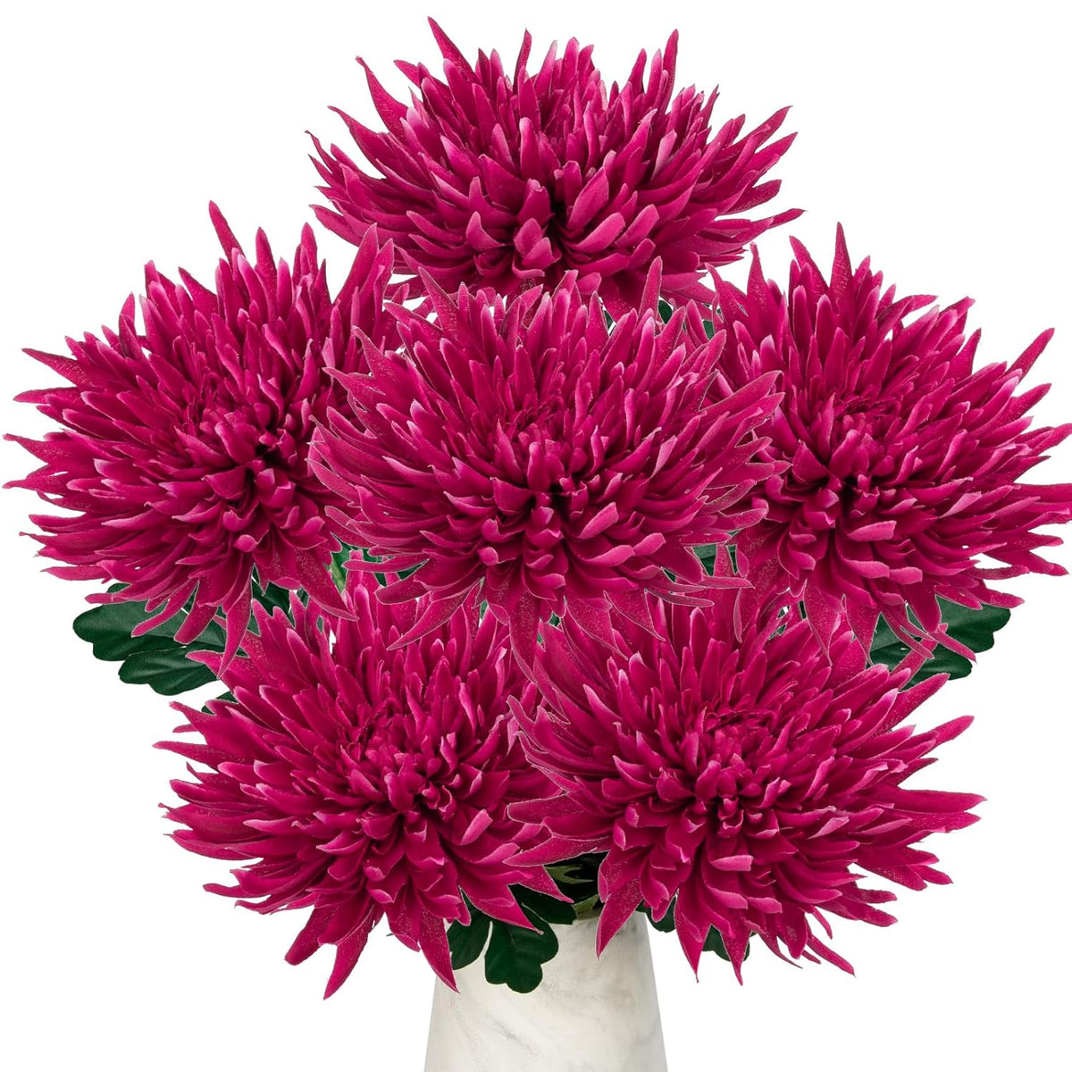 6Pcs Purple-Pink Artificial Mums Flowers Spring Chrysanthemum Flowers 25.6" Long Stem Faux Spider Mum Flower Large Floral Arrangements Bouquets Fake Pincushion Silk Flower Home Decor