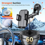 Upgraded 3-in-1 Car Phone Holder Mount, Suction for Dashboard, Vent, Windshield