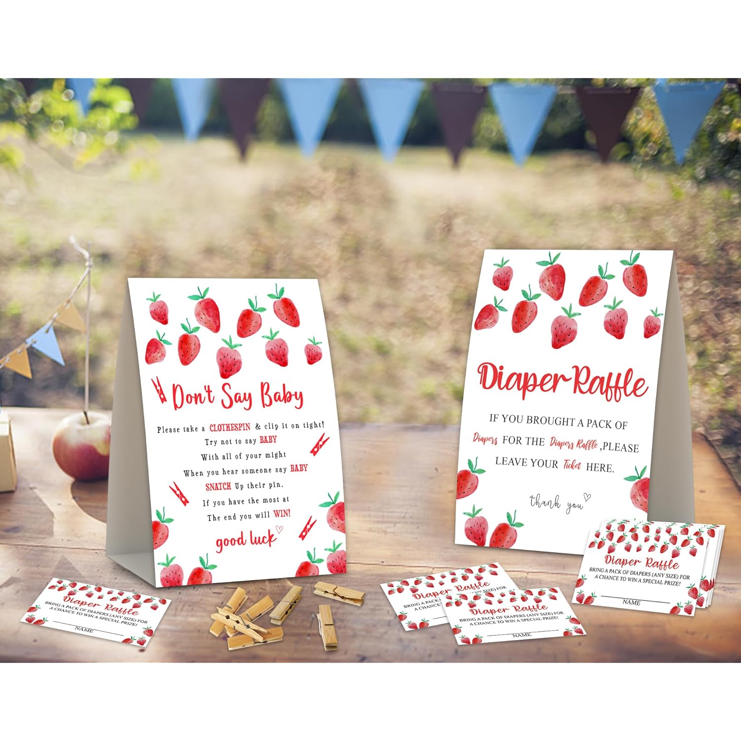2 Strawberry Baby Shower Game,Don'T Say Baby Clothespin Games,Diaper Raffle Tickets,Babyshower Decorations,Baby Shower Game Gender Neutral,Baby Shower Package,Funny Baby Shower Games-4