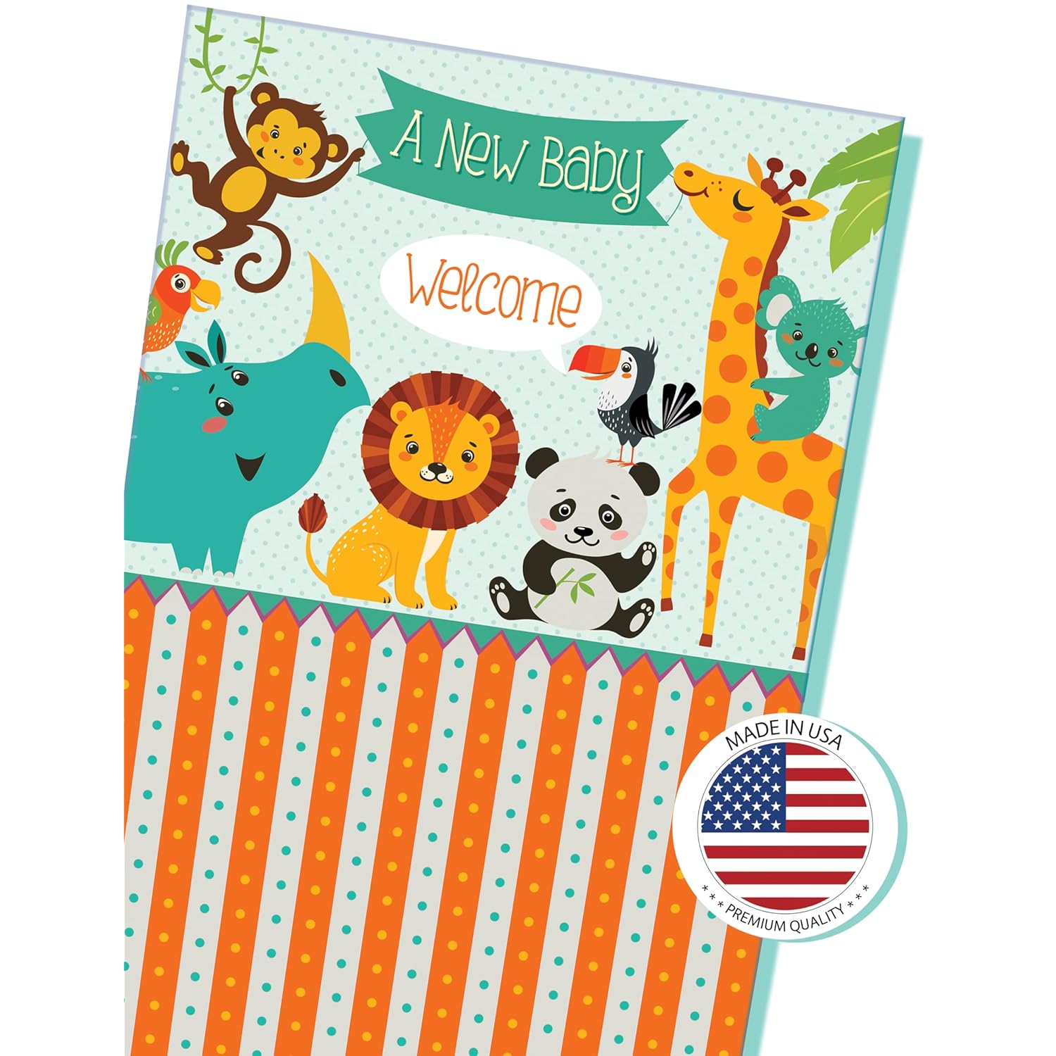 New Baby Card - Made In Usa - Envelope Included - Opens To 10" X 7.75" - Packaged In Extra Sturdy Mailer - 96248