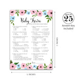 Gender Reveal Party Game — Baby Trivia Game — Pack Of 25 — Pink Or Blue Fun Baby Facts Games, Blue Or Pink Trivia Gender Neutral Floral Baby Shower Games Activities, Coed Couples Shower, Sku G750-Trv