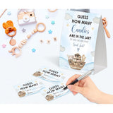 Noah'S Ark Guess How Many Candies Are In The Jar Game For Baby Shower, Pack Of One 5X7 Sign And 50 Guessing Cards, Boho Animals Baby Shower Decoration, Gender Neutral Party Supplies - Gc09