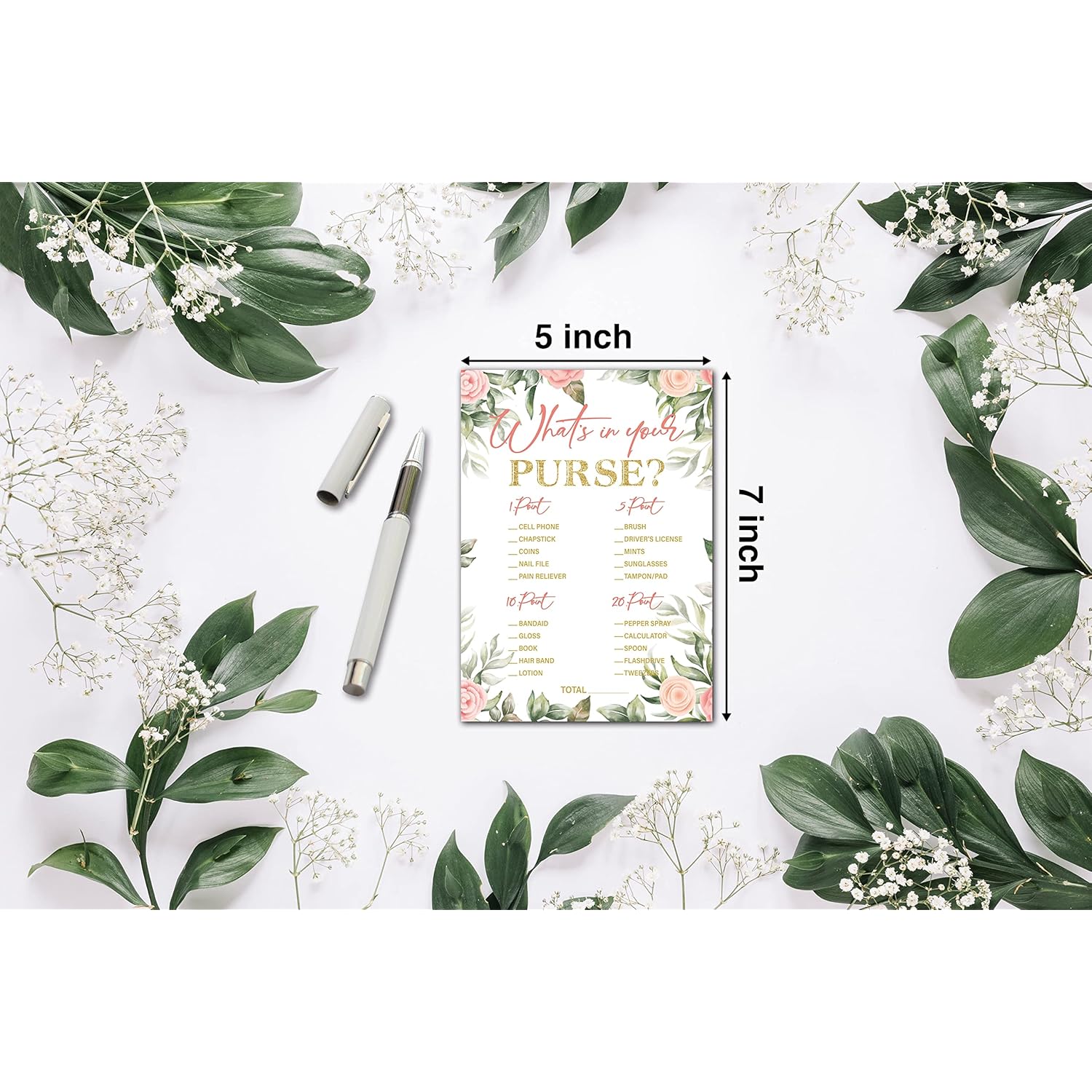 Baby Shower Games For Boys Or Girls - Baby Shower Game - Floral Greenery Gender Reveal Party/Baby Bump Party Supplies Activities - Pack Of 30 Game Cards(A07)