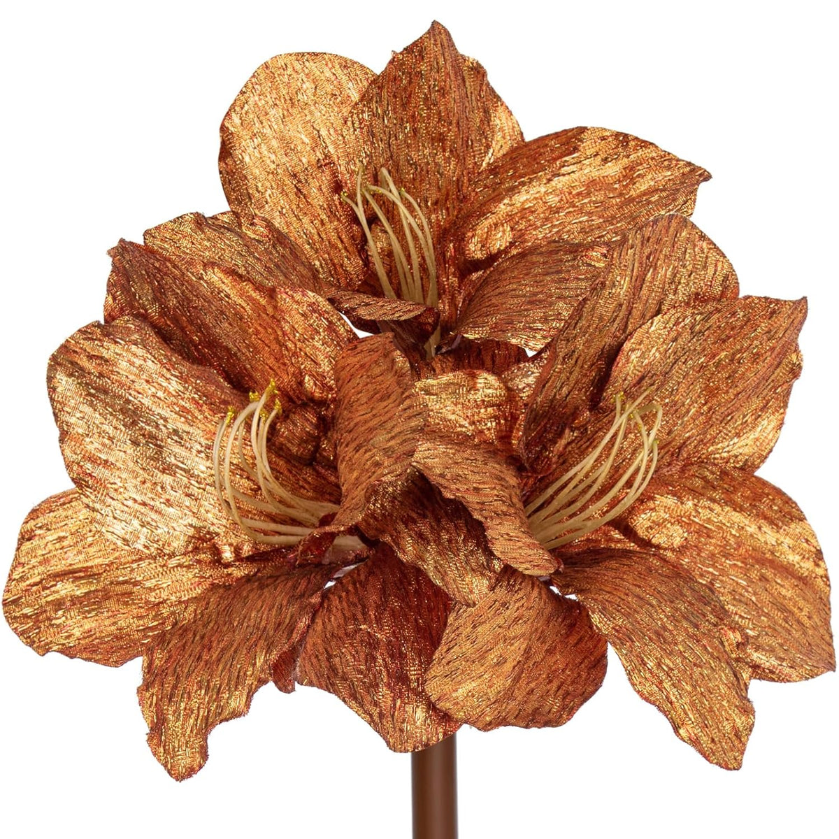 Amaryllis Artificial Christmas Flower Stems, 19.7" Bronze Glitter Faux Amaryllis With Detachable Heads For Xmas Home Party Wedding Bouquet Vase Arrangement Decor