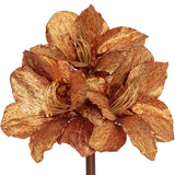 Amaryllis Artificial Christmas Flower Stems, 19.7" Bronze Glitter Faux Amaryllis With Detachable Heads For Xmas Home Party Wedding Bouquet Vase Arrangement Decor