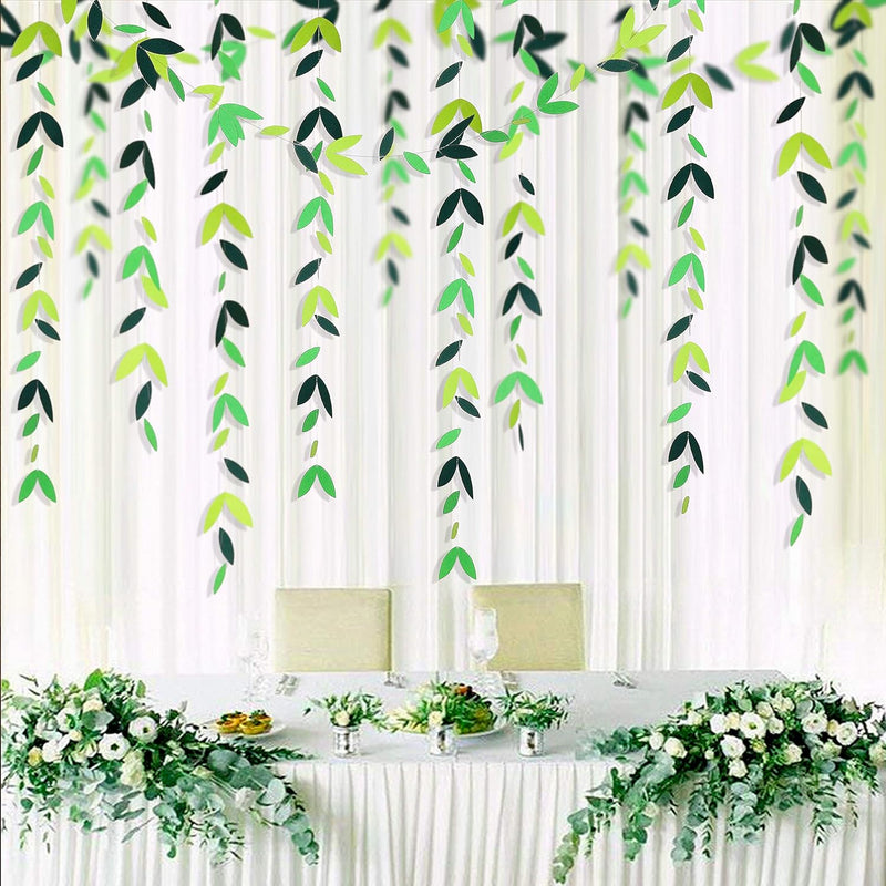 52 Feet Spring Summer Theme Green Leaf Garland Theme Party Decorations