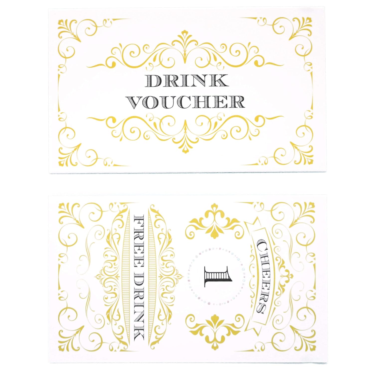 100 Free Drink Tickets Coupons For A Free Drink Wedding Work Event Party Bar Fundraiser Gold
