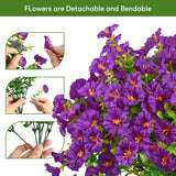 Artificial Flowers For Outdoor 12 Bundles Uv Resistant Fake Silk Morning Glory Flowers For Home Planter Porch Window Box Yard Purple