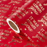 Valentines Day Wrapping Paper Roll - Mini Roll - 17 Inch X 16.5 Feet - Red Wrapping Paper With Gold Foil It Was Always You For Valentine'S Day, Anniversary, Birthday, Wedding