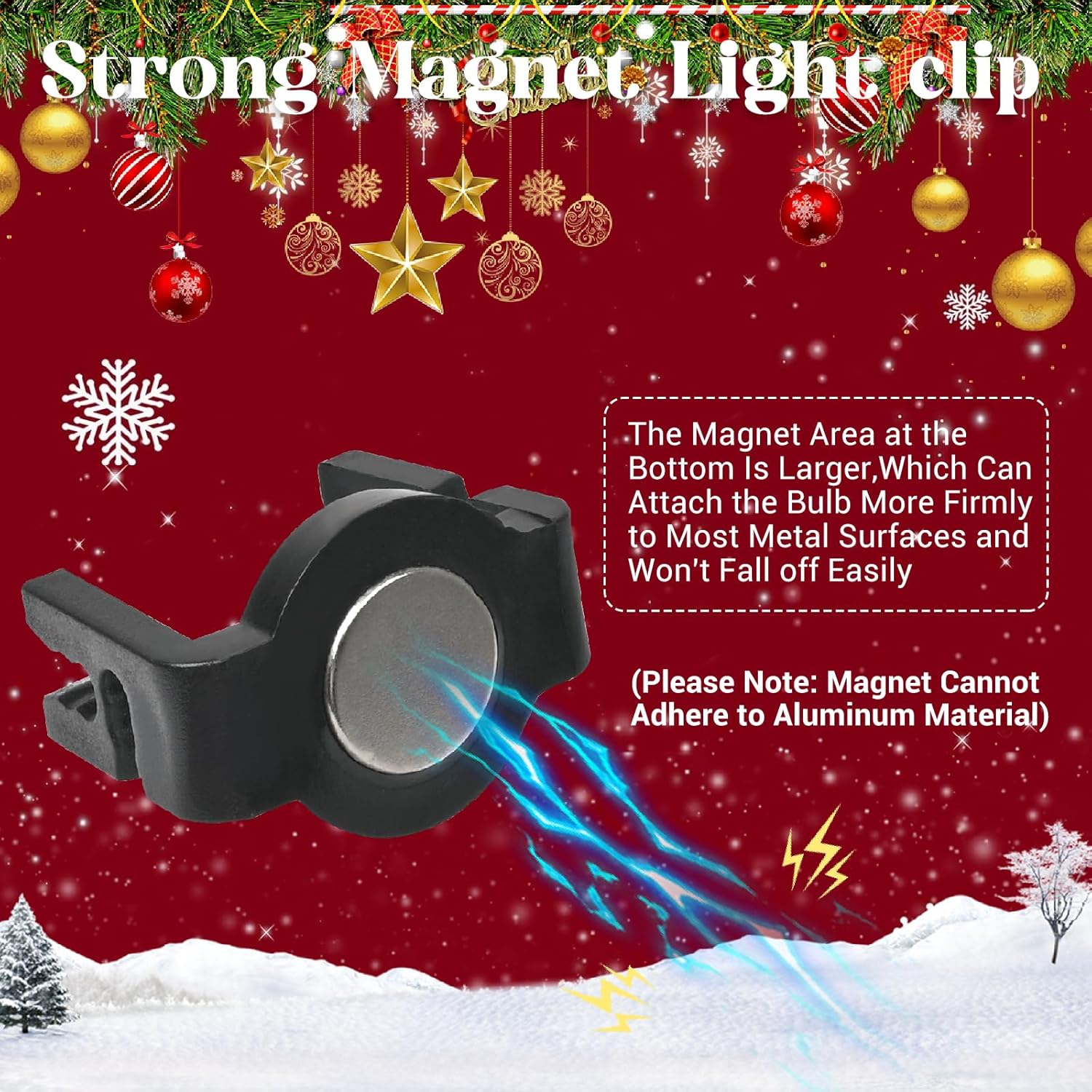 Strong Magnetic Christmas Light Clips -All-Weather Heavy-Duty Quick-Install Outdoor Light Clips For Roof, Gutter, Rv, Year-Round Decor (Black, 120)