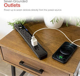 GE 7 Outlet Surge Protector 4FT Extension Cord 1080J Flat Plug Black