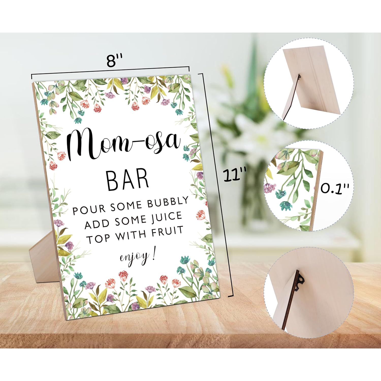 Mom-Osa Bar Garden Theme Baby Shower Sign,Wooden Game Sign With Stand,Baby Shower Decoration,Baby Shower Welcome Sign,Bar Decoration,Party Favors Supplies,Gender Reveal Decoration Ideas-16