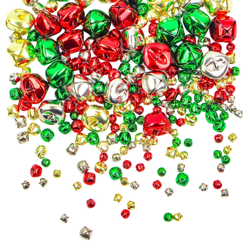 200 Pcs Jingle Bells, 4 Colors Mixed Christmas Bells Colorful Metal Craft Bell