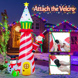 9Ft Christmas Inflatable Outdoor Decoration Inflatable Lighthouse Blow Up Santa Claus And Snowman Decor With Lights For