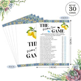 Blue Tiles And Lemons The Wedding Shoe Game For 30 Guests With Game Cards, Lemons Bridal Shower Game, Modern Bridal Shower Decorations, Wedding Shower Or Bachelorette Party Supplies - 02