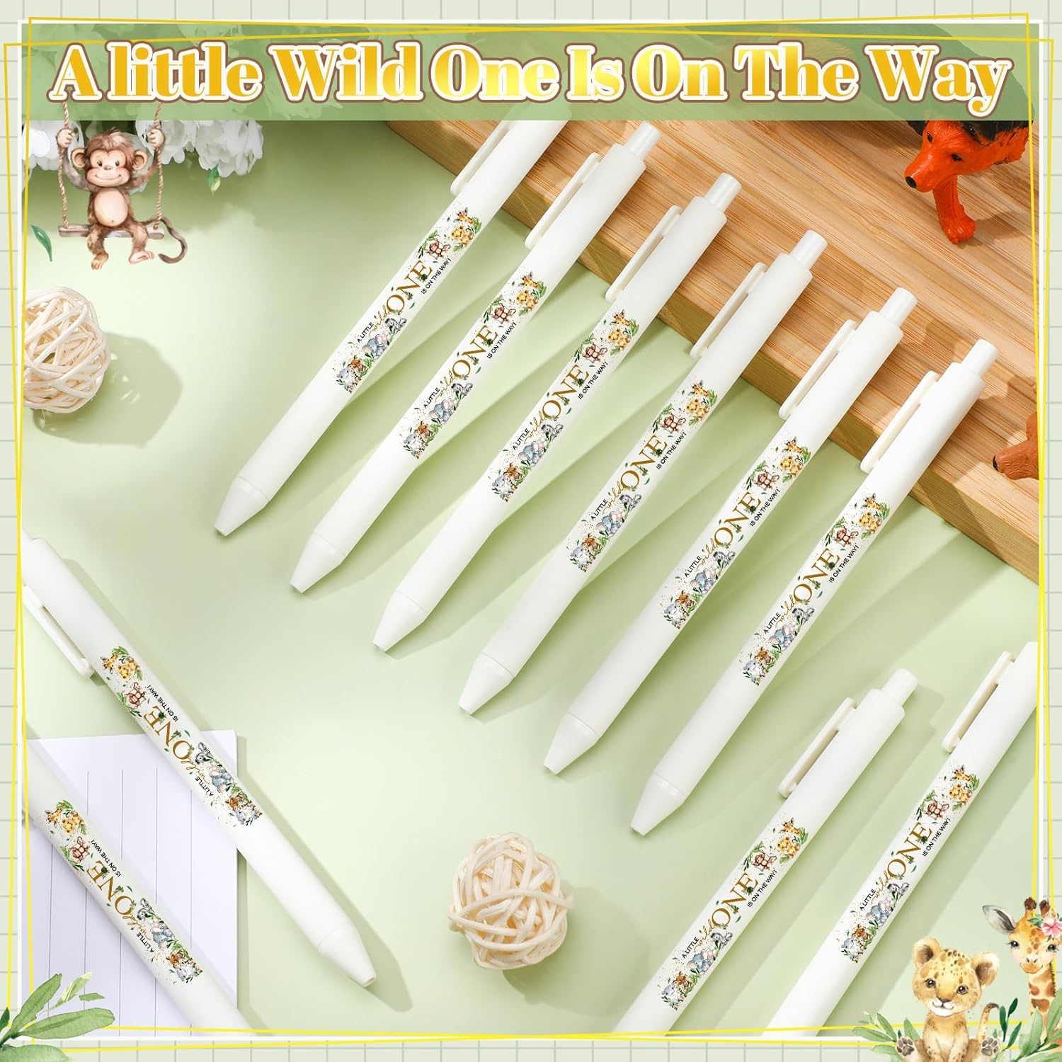 36 Pcs Safari Animals Baby Shower Pens Gifts Bulk Party Favors For Guests Games Neutral Gender Reveal Favors Baby Shower Prizes Souvenirs Gift Bags Stuffer Supplies