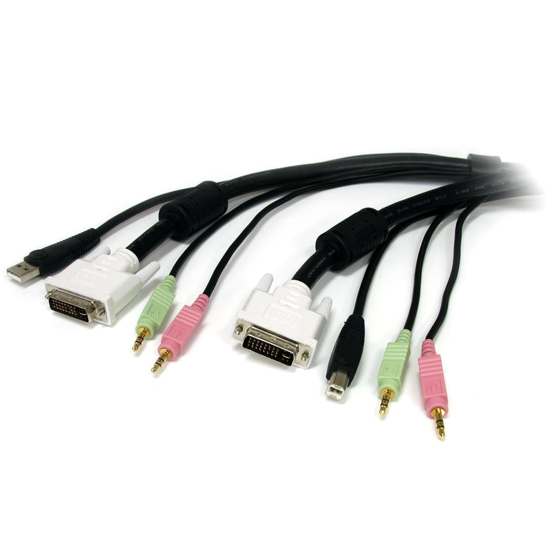 6 Ft 4-In-1 Usb Dvi Kvm Cable With Audio And Microphone - Dvi Kvm Cable - Usb