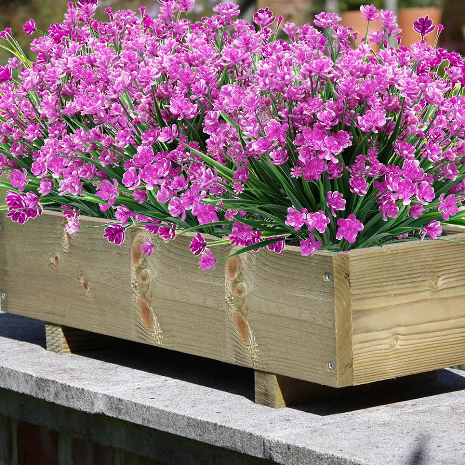 Artificial Flowers, 8 Bundles Fake Outdoor Uv Resistant Greenery Faux Plants Shrubs For Indoor Outside Hanging Planter Home Office Wedding Farmhouse Decor (Fuchsia)