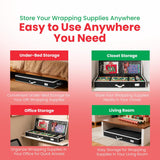Gift Wrap Storage Organizer, Easily Organize Wrapping Paper, Ribbons, Bows, Scissors, Fits 18-24 Standard Rolls, Keeps Gift Supplies In Perfect Condition & Ready For Next Season, (Black)