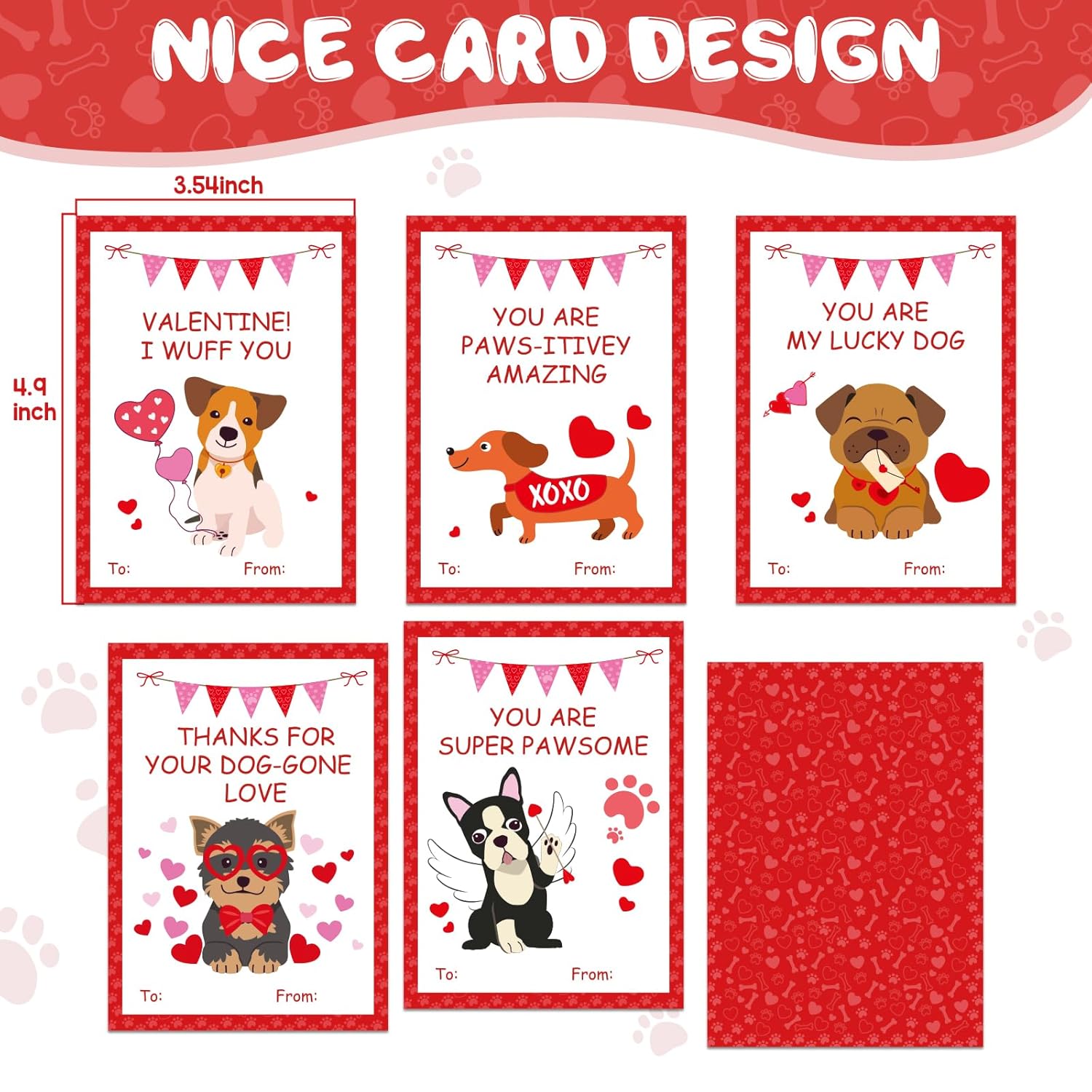 Valentines Day Boxes For Kids Classroom, 33 Pack Valentines Day Cards For Kids School With Diy Dog Puppy Mailbox For Class Cards Exchange, Craft Party Favor For Boy Girl, 1 Teacher Card Contained