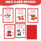 Valentines Day Boxes For Kids Classroom, 33 Pack Valentines Day Cards For Kids School With Diy Dog Puppy Mailbox For Class Cards Exchange, Craft Party Favor For Boy Girl, 1 Teacher Card Contained
