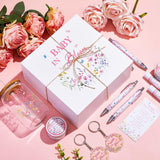 6 Sets 72 Pcs Baby Shower Prizes For Game Favors Include Glass Cups Baby Shower Winners Present Box Lipstick Pen Candle Keychain Guests Wedding Gift(Wildflower)