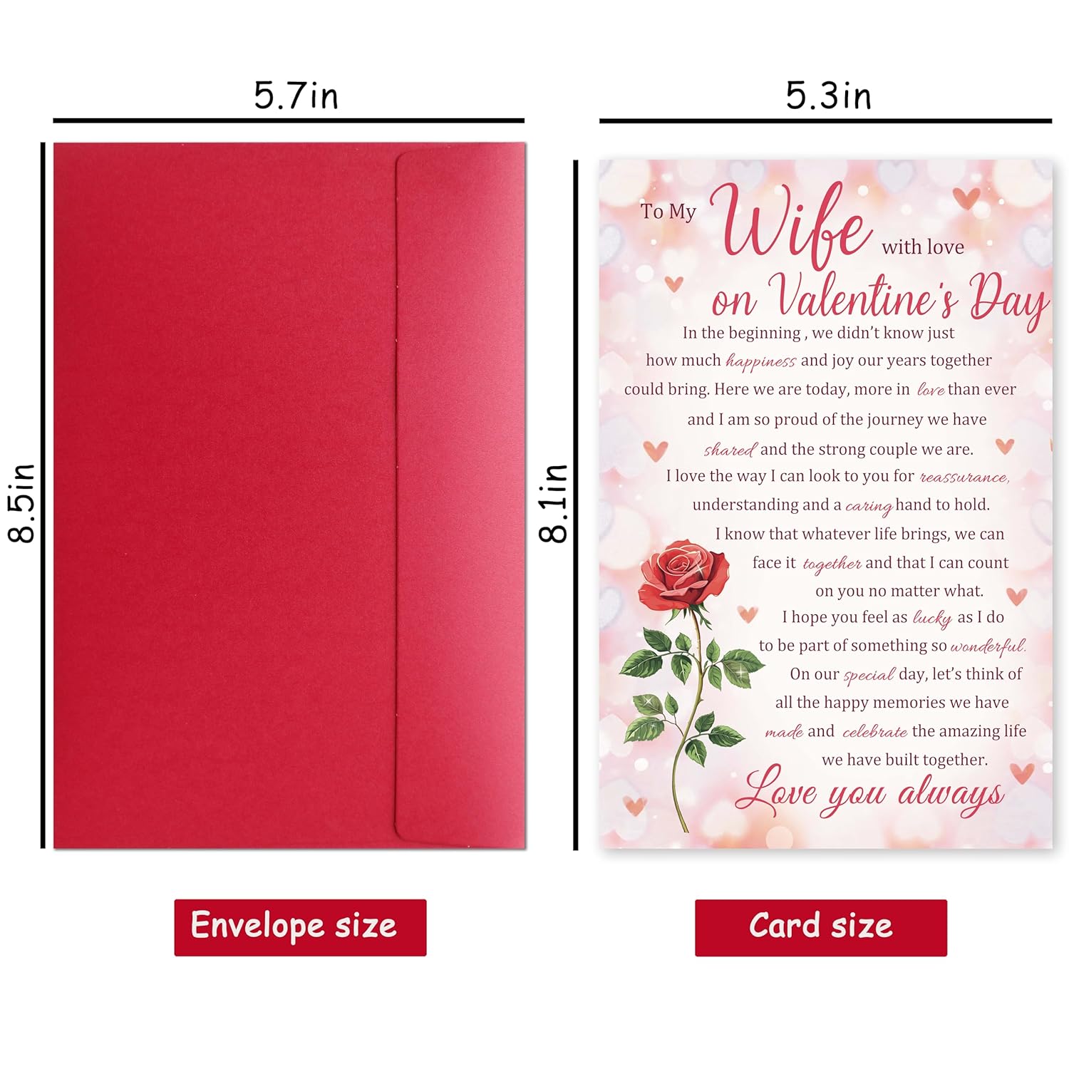 Poem Valentine’S Day Card Gifts For Wife Her, Romantic Husband To Wife Greeting With Heartfelt Message — Anniversary Or Love Card