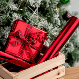 Red Metallic Wrapping Paper - Christmas Wrapping Paper Perfect For Wedding, Birthday, Christmas, Baby Shower - 17 Inches X 32.8 Feet