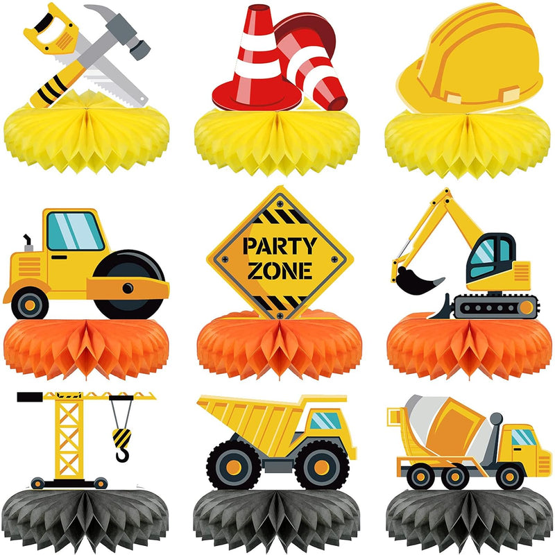 9 Pieces Construction Party Centerpieces Honeycomb Car Construction Ce