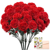 28 Large Blooms Artificial Carnations Bulk With 28 Mini Blooms, Red Carnations Artificial Flowers With Leaves,Silk Carnation For Mother’S Day, Wedding, Home Decor