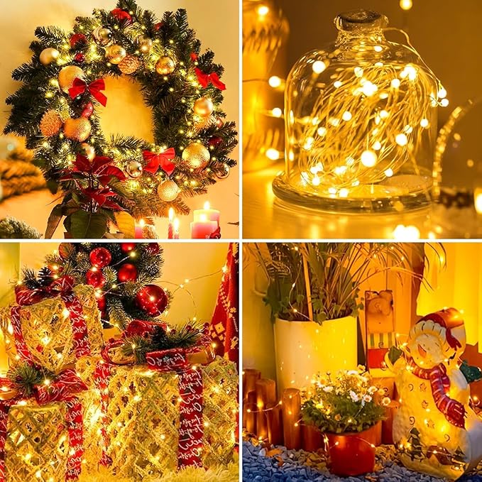 24 Pack Battery Operated Fairy Lights 7FT 20 LED Warm White Mini String Lights 3 Modes Waterproof for Mason Jars Wedding Decor