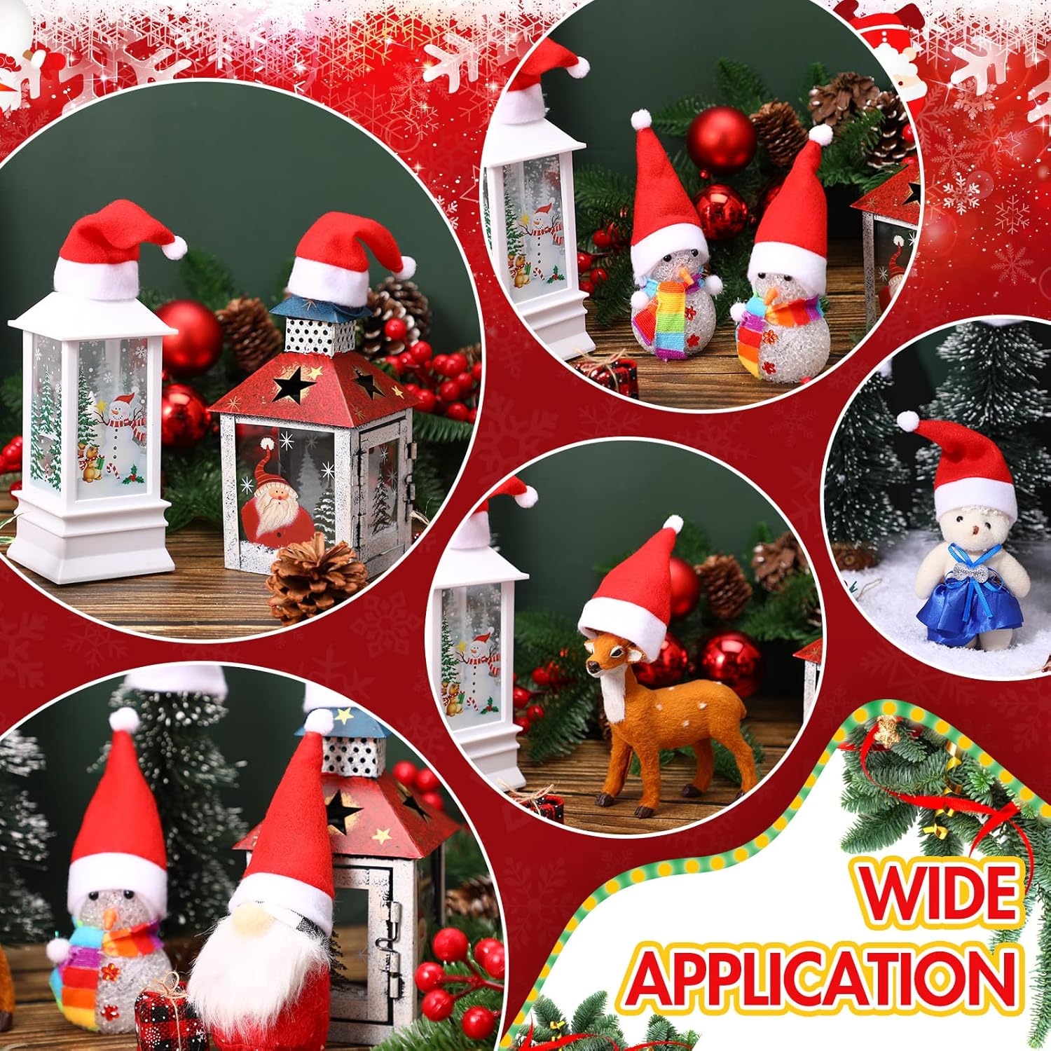 150 Pieces Mini Santa Hats For Crafts Small Santa Hats Christmas Mini Wine Bottle Holder White And Red Santa Hat Christmas Lollipops Cover Cap For Xmas Tree Party Table Doll Dinnerware Decoration