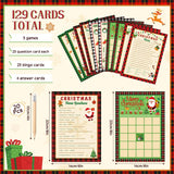 149 Pcs Christmas Party Games For Adults 25 Players Winter Word Search Scramble Trivia Bingo Game Paper Cards For Xmas Holiday Family Large Group Activities Party Supplies(Santa)