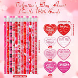 48 Pack Valentine'S Day Heart Pencils Bulk And Valentine Exchange Card For Valentine Party Favor Office Rewards Gift Exchange Prizes Supplies