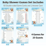 Baby Shower Games For Boy Girl, 4 Fun Games For 25 Guests, Who Knows Mommy Best, Guess Who Mommy Or Daddy, Word Scramble, Baby'S Descriptions & Well Wishes, Blue Bear Baby Showers Decorations