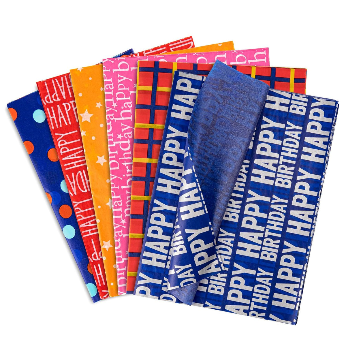 120 Count Happy Birthday Gift Tissue Paper - Assorted Pattern Wrapping Paper - 13.8 X 19.7 Inch - Classic, Unique - Mixed Color - Birthday Occasion