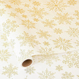 Gold Christmas Wrapping Paper Roll - White Gold Xmas Snowflake Design For Holiday Winter Parties(Gold Snowflake, 17 Inches X 16.5 Feet)