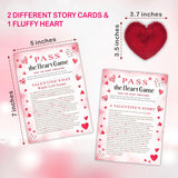 Valentine'S Day Pass The Heart Game, 2 Left Right Story & A Fluffy Heart, Valentine'S Day Party Games & Supplies - A02