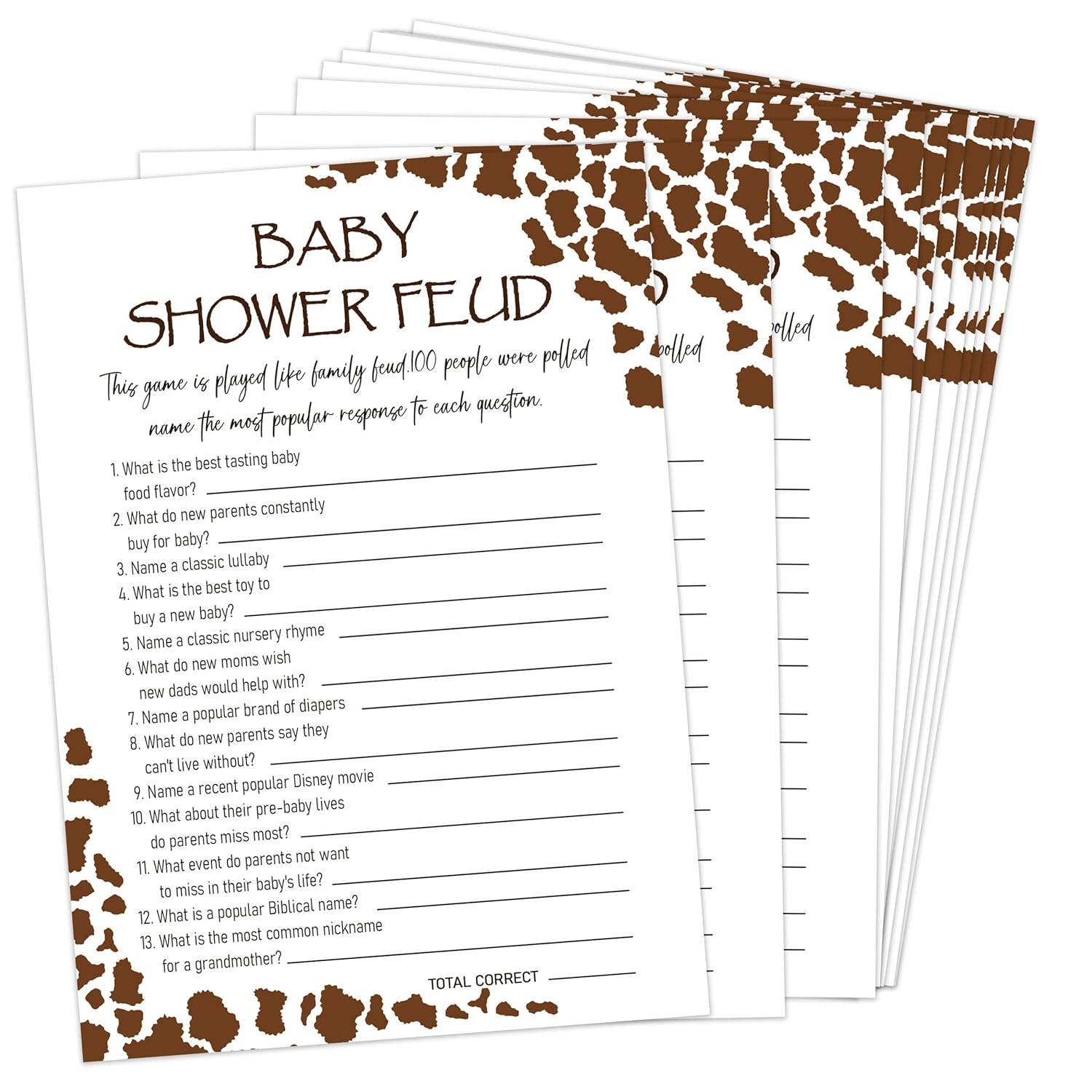 Baby Shower Games - Cowboy Baby Shower Feud Game For 30 Guests With Game Cards, Gender Reveal Games (18)
