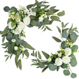 2Pcs Artificial Wedding Arch Flowers For Wedding Sign, Floral Swag Dusty Decor For Reception Ceremony Backdrop(Willow Leaves-Peony-White)
