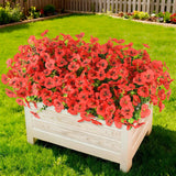Artificial Fake Pansy Flowers For Outdoor Spring Decor, 12 Bundles Realistic Silk Pansies With Eucalyptus Stem Faux Plants Uv Resistant For Outside Planters Patio Garden Window Cemetery (Red)