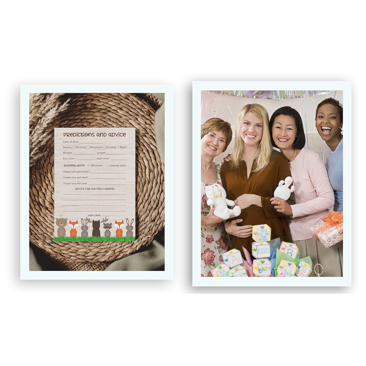 Woodland Animals Prediction And Advice Cards - Pack Of 25 - Rustic Gender Neutral Baby Shower Games, Wishes For New Parents Mom & Dad To Be Mommy & Daddy Message Shower Activity Keepsake G601-Pdav
