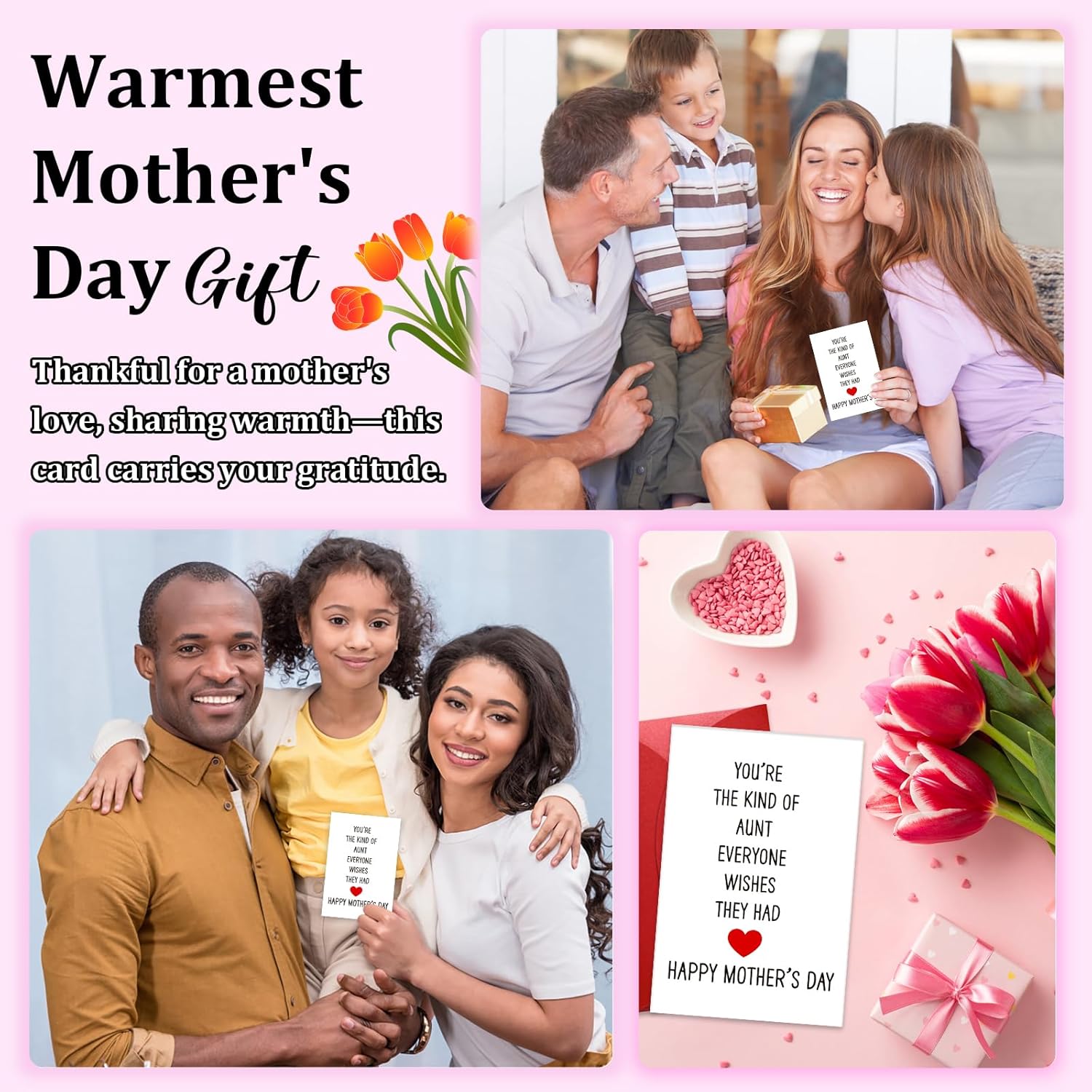Bizbibaff Mothers Day Card For Aunt - 4" X 6" Happy Mother'S Day Cards Gift For Auntie Mother'S Day Greeting Card With Envelope Aunt Gifts From Niece Nephew