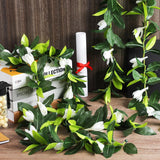 2 Pcs Hawaiian Graduation Lei 6.56 Ft Maile Lei Green Garland White Tuberose 2026 Graduation Gift Leaf Flower Necklace For Wedding Hawaiian School Ceremony Luau Aloha Summer Party Supplies
