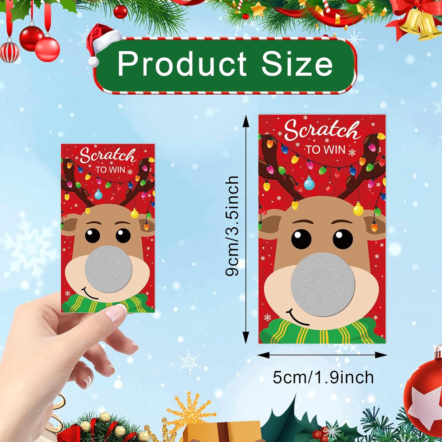 60 Pieces Christmas Scratch Off Cards Stickers Christmas Party Games Blank Gift Certificate For Festive Raffle Tickets 3.5 X 2.1 Inch Deer Party Favors Games Supplies