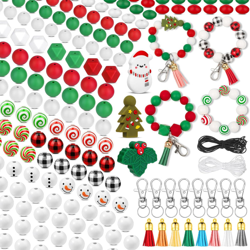 217 Pcs Christmas Silicone Beads Bulk, 15Mm Silicone Beads Xmas Christ