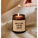 Smells Like A Mf'Ing Lawyer Candle - Gift For Lawyer - Bar Exam Gift - Future Lawyer Candle - Lawyer Gift - Aromatherapy Glass Candle Jar - Non-Toxic Ingredients