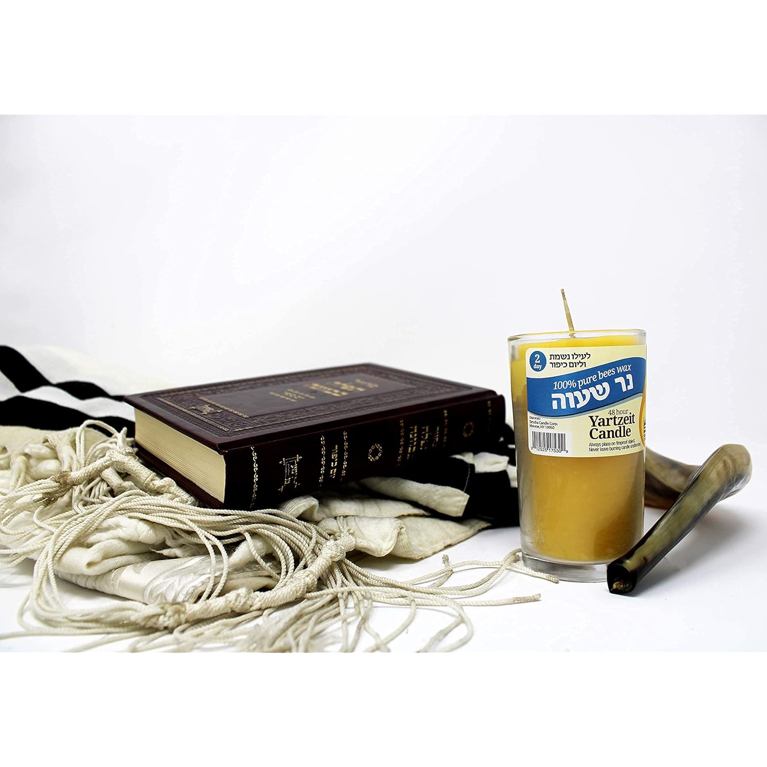 2 Day 100% Pure Beeswax Memorial Candle Burning Time 48 Hour Jewish Yahrtzeit Ner Neshama Yom Kippur In Glass Tumbler Holder [2 Pack] Kosher Yizkor Candles